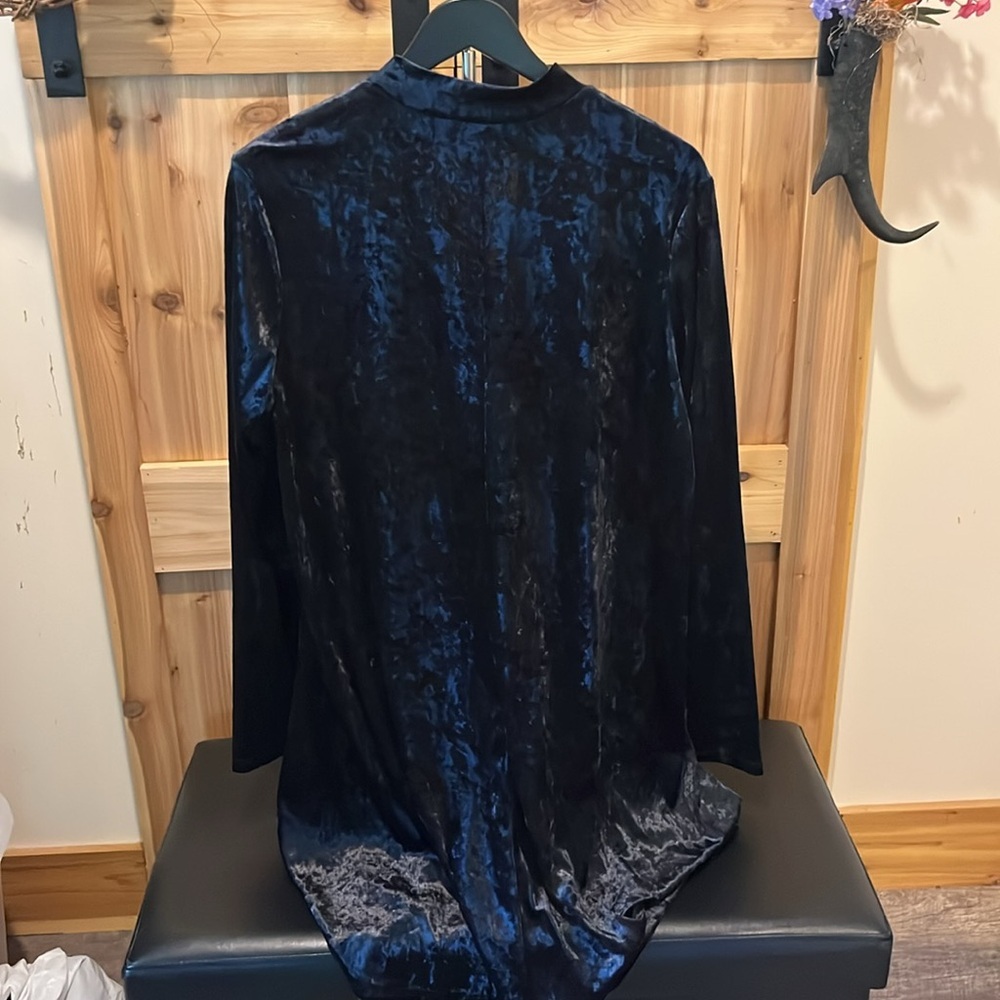 M.FASIS WOMENS SZ 1X BLACK VELVET MIDI DRESS - Picture 7 of 9